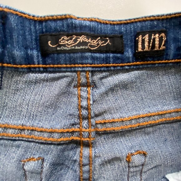 Ed Hardy Blue Boot Cut Jeans with Colorful Embroidery - Picture 10 of 15